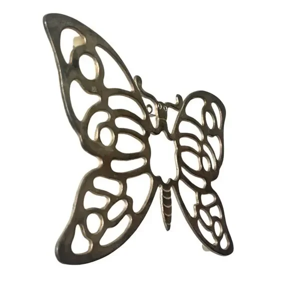 VTG Silverplated Butterfly Trivet Leonard Wall Hanging Decor MCM Moth Hot Plate - Picture 2 of 5